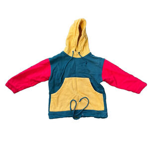 Vintage Kids Colorblock Hoodie Germany 100% Cotton Red Yellow Green 15x17